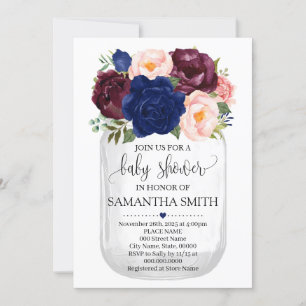 Invitation Marine Floral Mason Jar Baby shower Pays Chic
