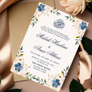 Invitation Marine Floral musulman islamique Nikah Mariage ara