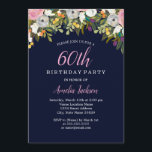 Invitation Marine Florale moderne rose 60e anniversaire<br><div class="desc">Plus jolies invitations d'anniversaire dans le Little Bayleigh Store!</div>