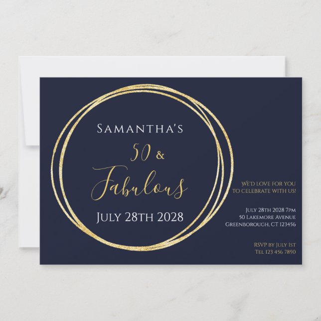 Invitation Marine Gold 50th Birthday Party (Devant)