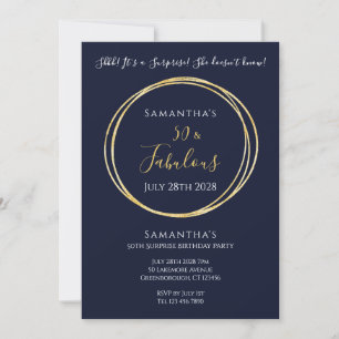 Invitation Marine Gold 50th Surprise Anniversaire