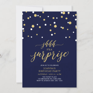 Invitation Marine & Gold Confetti fête d'anniversaire pour ad