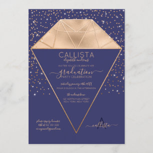 Invitation Marine Gold Diamond Confetti Parties scintillant G
