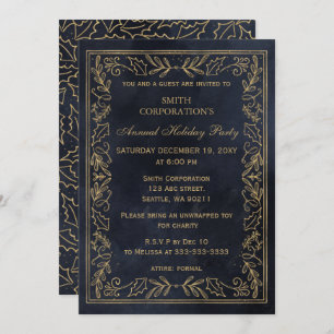 Invitation Marine Gold Elegant Corporate Holiday Party