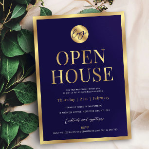 Invitation Marine & Gold Logo Moderne Business Open House