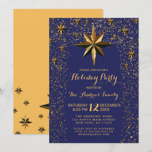 Invitation Marine Gold North Star Parties scintillant Confett