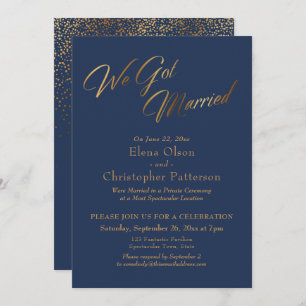 Invitation Marine & Gold Nous Avons Marié Confetti Réception