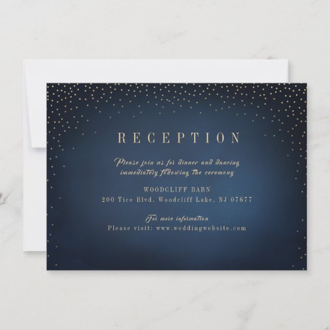 Invitation Marine & Gold Parties scintillant Accueil mariage  (Devant)
