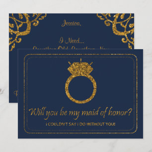 Invitation Marine & Gold Parties scintillant Serez-Vous Ma Fi