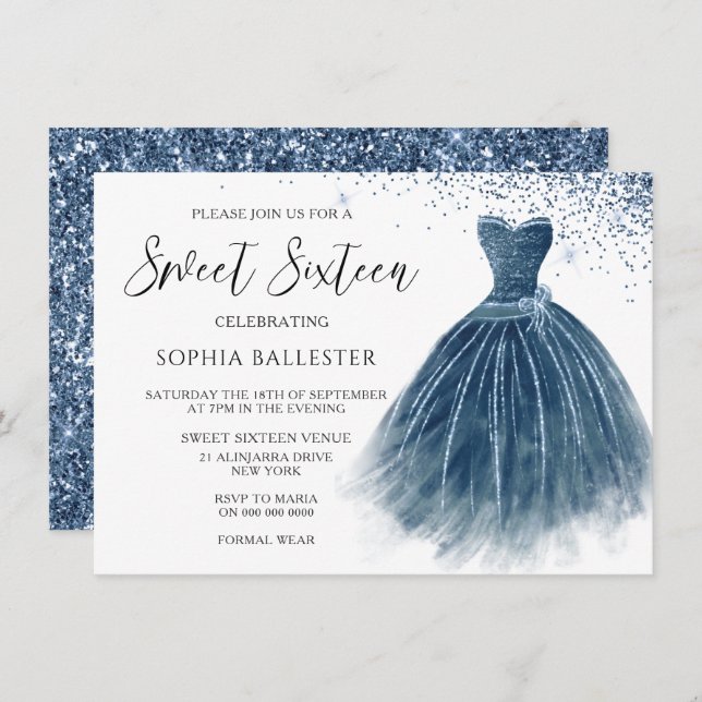 Invitation Marine Indigo Parties scintillant robe Gown Sweet  (Devant / Derrière)