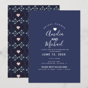 Invitation Marine méditerranéenne moderne Carreaux romantique