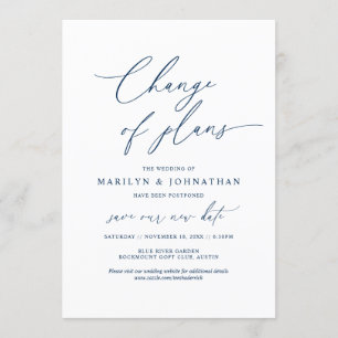 Invitation Marine minimale, Changement de plan, mariage repor