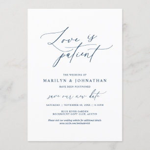 Invitation Marine minimale, l'amour est patient, mariage repo