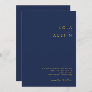 Invitation Marine minimaliste moderne bleu   Mariage Décontra