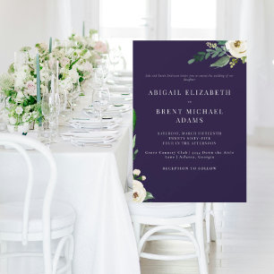 Invitation Marine moderne Blanc Floral Marié Parents Mariage