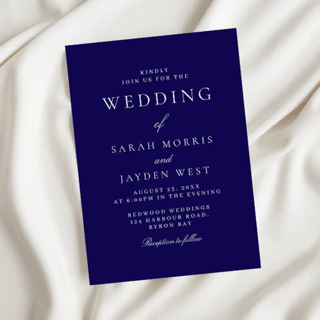 Invitation Marine moderne & Blanc Minimal Mariage élégant (Créateur téléchargé)