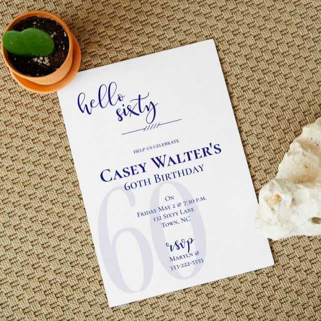 Invitation Marine moderne Bleu Bonjour Soixante Anniversaire  (Créateur téléchargé)