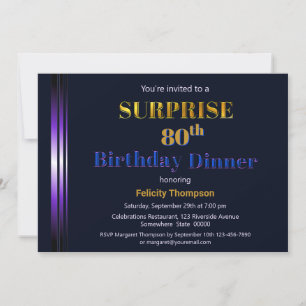Invitation Marine moderne bleu et violet surprise 80e anniver