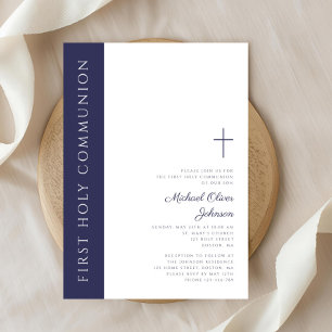 Invitation Marine moderne Elegant Croix Bleue Première commun
