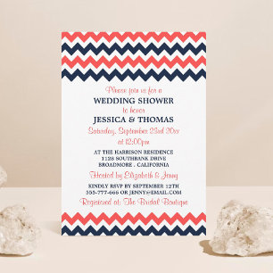 Invitation Marine moderne et Coral Chevron Wedding shower