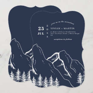 Invitation Marine Mountains Pine Tree Mariage extérieur