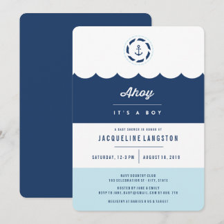 Invitation Marine nautique Ahoy C'est un garçon Baby shower m