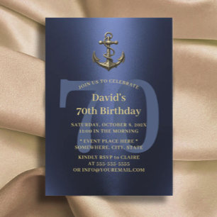 Invitation Marine nautique et Gold Ancienne Ancre 70e anniver