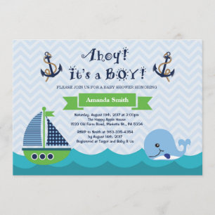 Invitation Marine nautique Gree d'invitation de baby shower