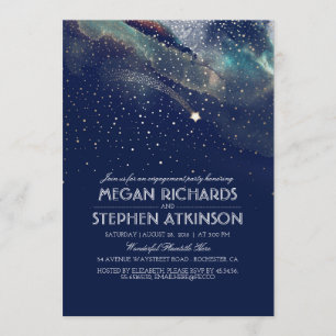 Invitation Marine Night Gold Tir Star Engagement Party