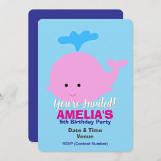 Invitation Marine / Océan / Thème Mer Anniversaire, Baleine