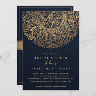 INVITATION MARINE OR CLASSIQUE ORNATE MANDALA FÊTE DES MARIÉE