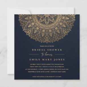 INVITATION MARINE OR CLASSIQUE ORNATE MANDALA FÊTE DES MARIÉE