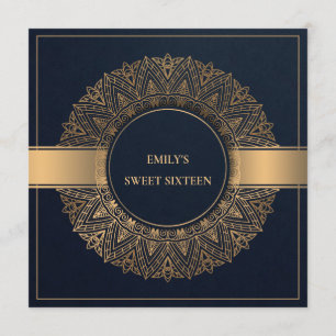 INVITATION MARINE OR CLASSIQUE ORNATE MANDALA SWEET 16 ANNIVE