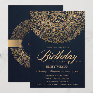 INVITATION MARINE OR MANDALA TOUTE ANNÉE 40E FÊTE D'ANNIVERSA