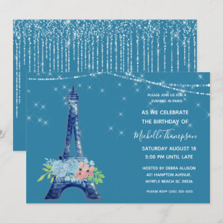 Invitation Marine Paris Tour Eiffel Parties scintillant Flora