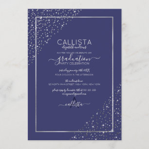Invitation Marine Parties scintillant Argent Confetti Corners