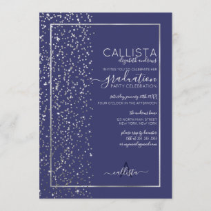 Invitation Marine Parties scintillant Argent Confetti Diplôme