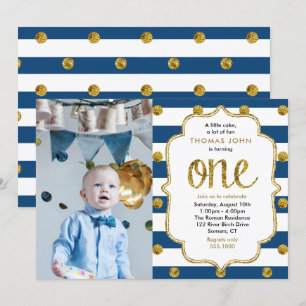 Invitation Marine, Parties scintillant d'or Premier anniversa