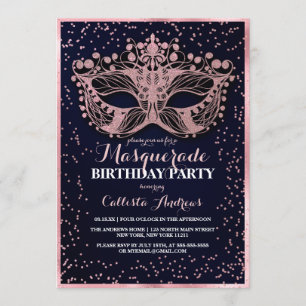 Invitation Marine Parties scintillant rose Confetti Masquerad