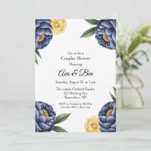 Invitation Marine Peony Citrus peint Floral Couples Douche