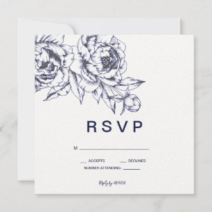 Invitation Marine Peony Simple RSVP