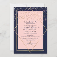 Marine Pink Gold Confetti Bordure Graduation