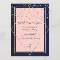 Marine Pink Gold Confetti Geo Mariage frontière