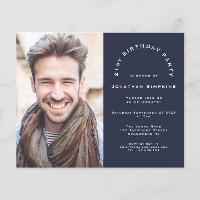 Invitation marine pour les 21 ans de l'homme photo (Devant)