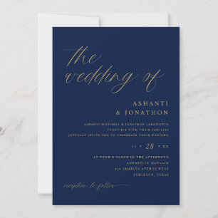 Invitation Marine romantique douce et or tout en un Mariage