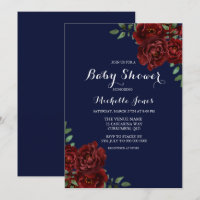Marine romantique et Rose rouge Baby shower floral