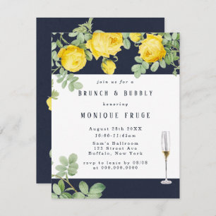 Invitation Marine Rose Jaune Rustique Brunch & Bubbly Invitat