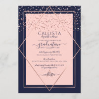 Marine Rose Rose Gold Confetti Bordure Graduation