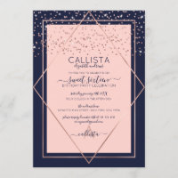 Marine Rose Rose Gold Confetti Bordure Sweet 16