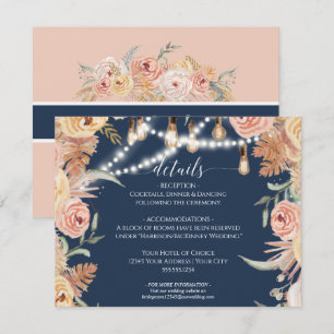 Invitation Marine Rose Roses Floral Edison Lumières Détails